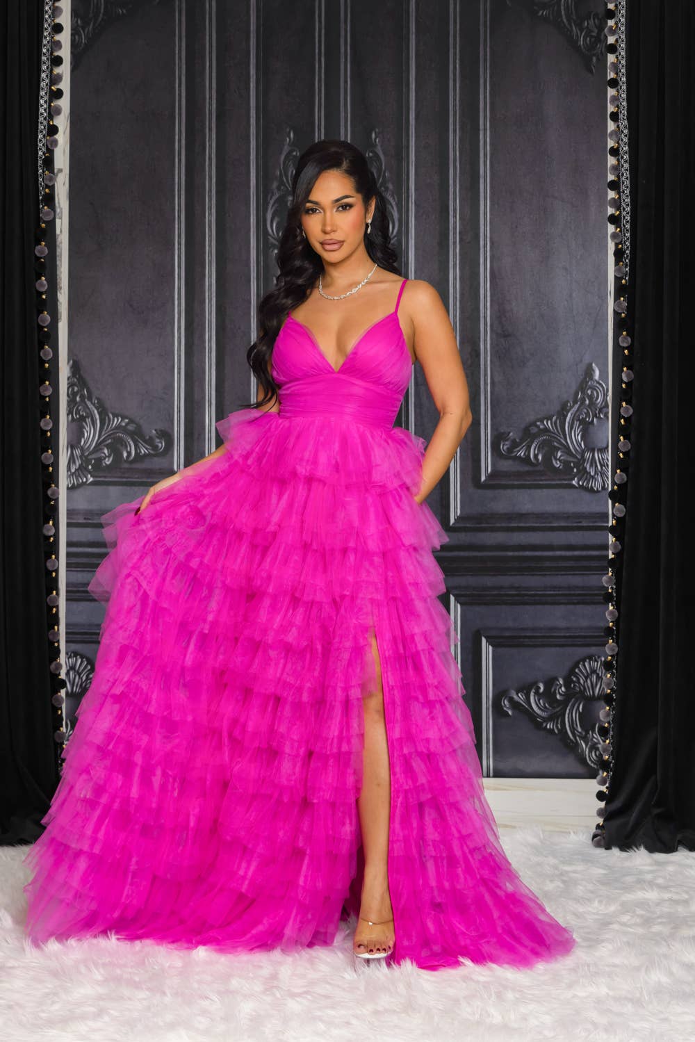 Glamour Tulle Ruffle Formal Dress